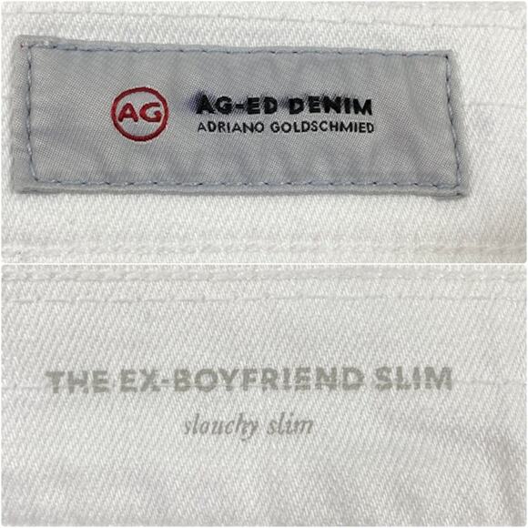 Adriano Goldschmied Ex-Boyfriend Distressed Slouchy Denim Jeans Size 28R White - Picture 7 of 12